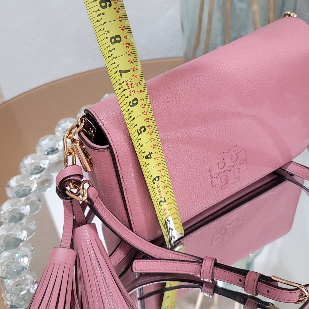 TORY BURCH PINK MAGNOLIA THEA MINI FOLD Over. NWOT!!Pink Leather Shoulder Bag - Picture 4 of 5
